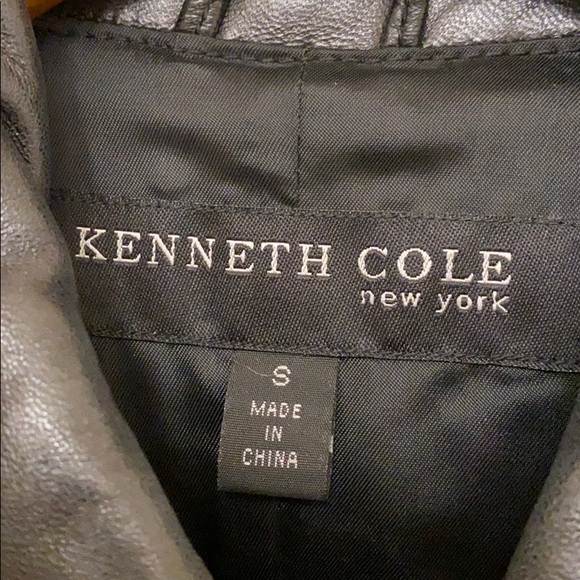 Kenneth Cole black leather zip up trench coat S - Picture 5 of 11